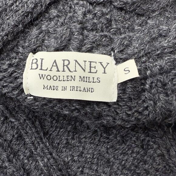 BLARNEY WOOLLEN MILLS Gray Merino Wool Cardigan Cable Knit Ireland Sweater small - Picture 4 of 6